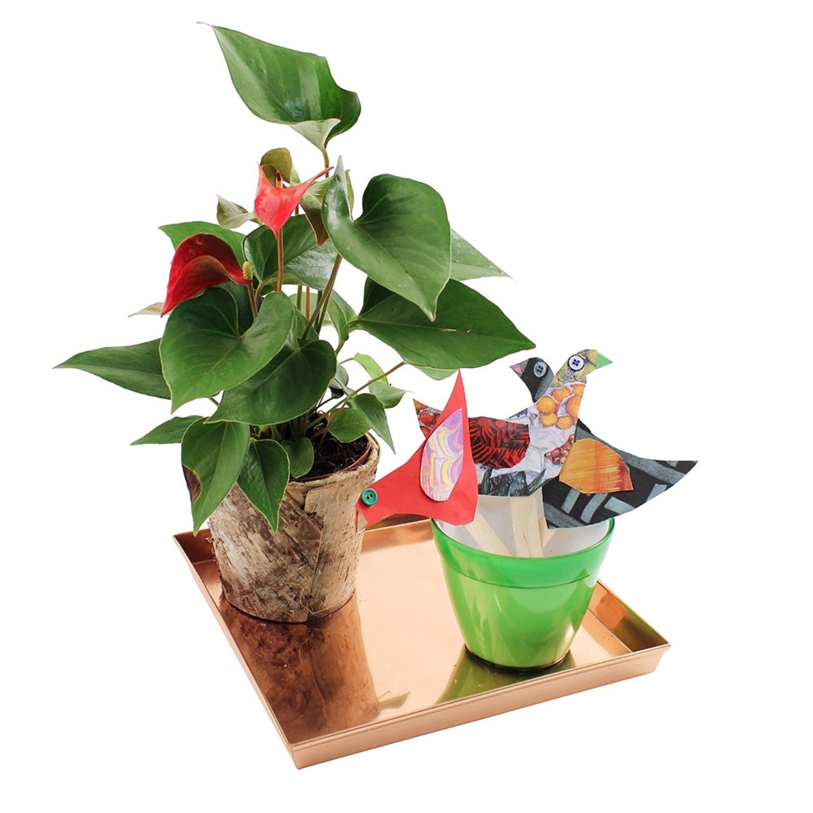 ACHLA TRY-S10 10in Square Copper Tray | Handmade Copper Plated Stainless Steel | Decorative Serving & Planter Tray | Model TRY-S10