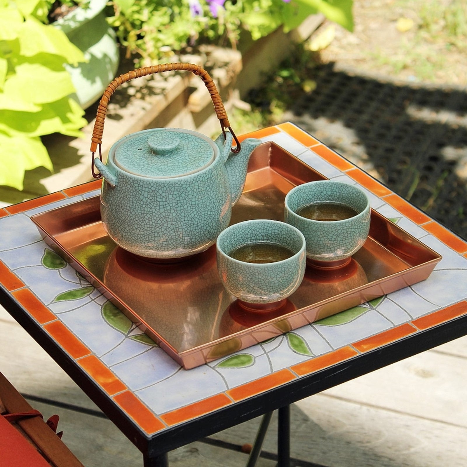 ACHLA TRY-S10 10in Square Copper Tray | Handmade Copper Plated Stainless Steel | Decorative Serving & Planter Tray | Model TRY-S10