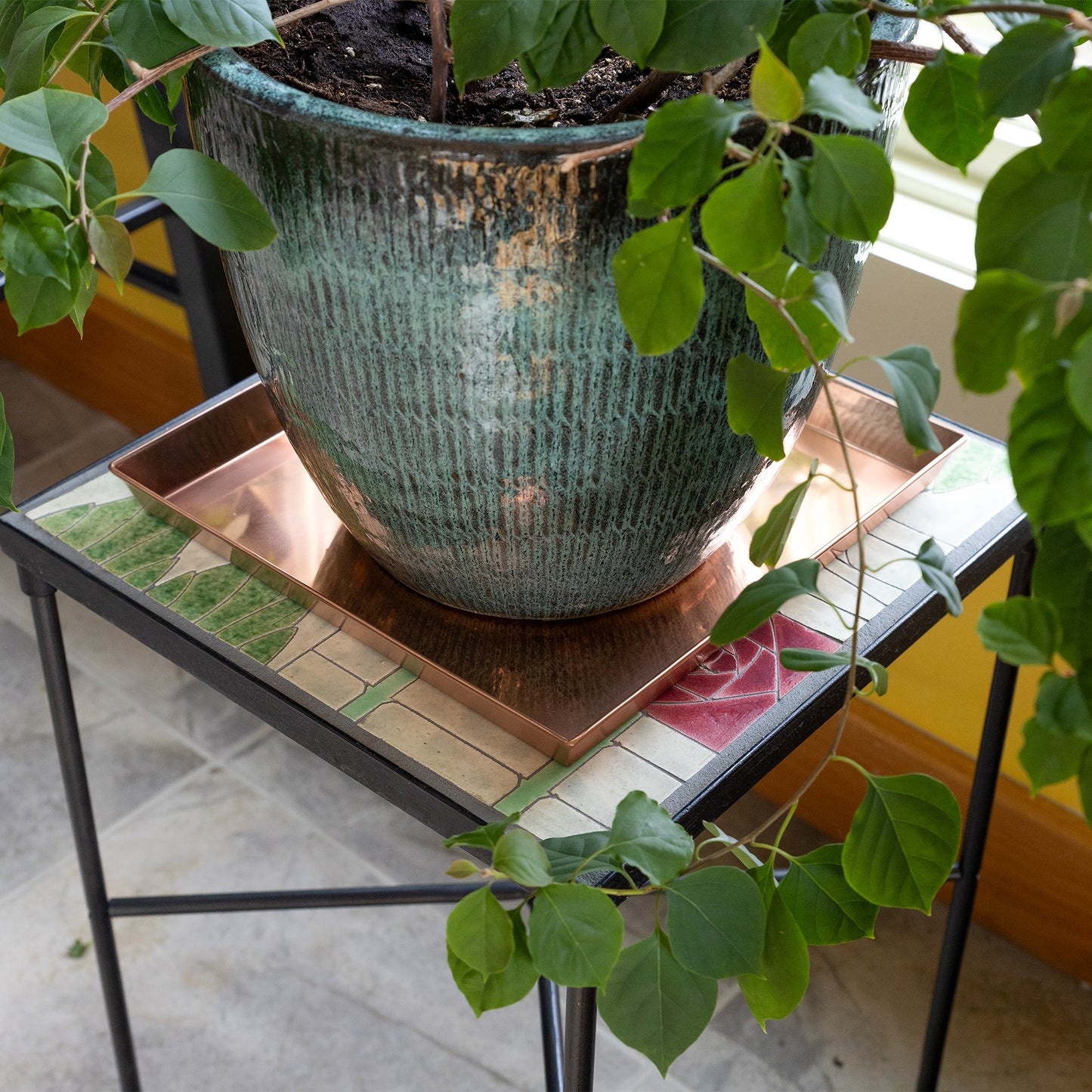 ACHLA TRY-S10 10in Square Copper Tray | Handmade Copper Plated Stainless Steel | Decorative Serving & Planter Tray | Model TRY-S10