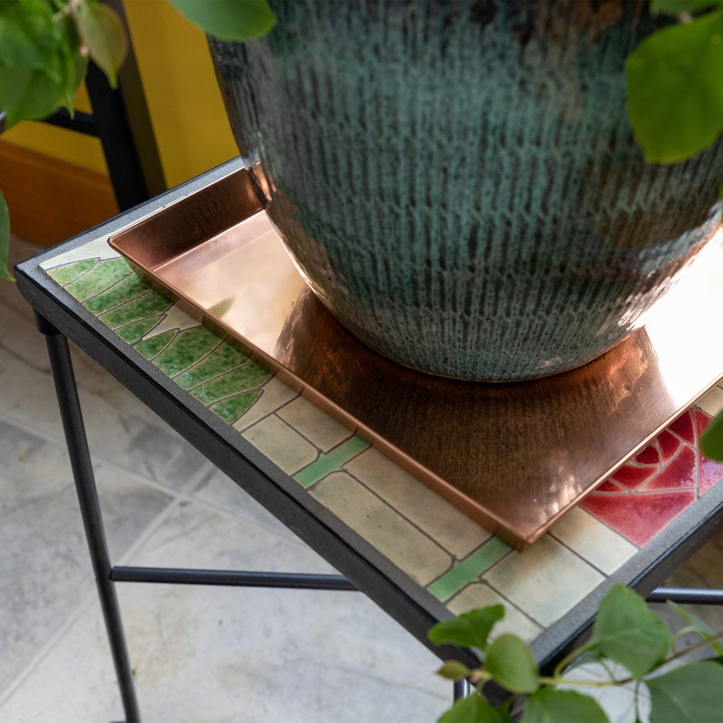 ACHLA TRY-S10 10in Square Copper Tray | Handmade Copper Plated Stainless Steel | Decorative Serving & Planter Tray | Model TRY-S10