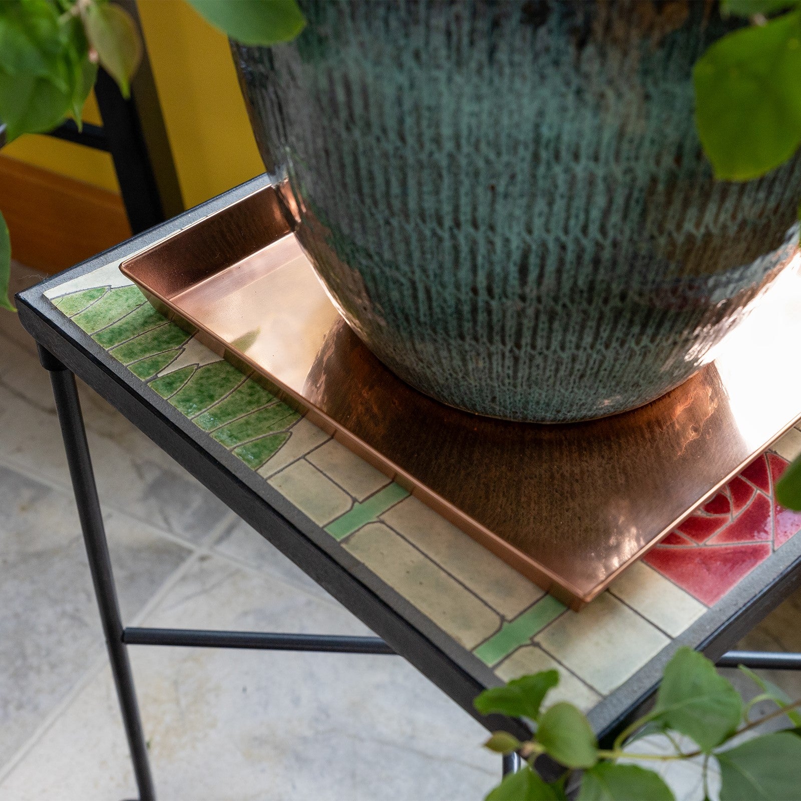 ACHLA TRY-S10 10in Square Copper Tray | Handmade Copper Plated Stainless Steel | Decorative Serving & Planter Tray | Model TRY-S10