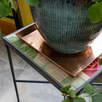 ACHLA TRY-S10 10in Square Copper Tray | Handmade Copper Plated Stainless Steel | Decorative Serving & Planter Tray | Model TRY-S10
