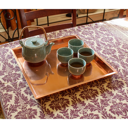 ACHLA 15in Square Copper Tray | Copper Plated Stainless Steel | Decorative Serving & Centerpiece Tray | 15 x 15 x 1.25 in | Model TRY-S15