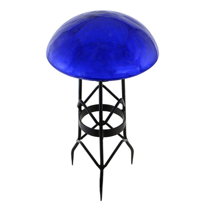 ACHLA Toad Stool Blue Crackle Glass | Hand Blown Garden Ornament | Patio & Garden Accent | 9 x 9 x 5.5 in | Model TS-BL-C