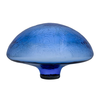 ACHLA Toad Stool Blue Lapis Crackle Glass | Hand-Blown Garden Ornament | Patio & Outdoor Decor | 9 x 9 x 5.5 in | Model TS-BLL-C