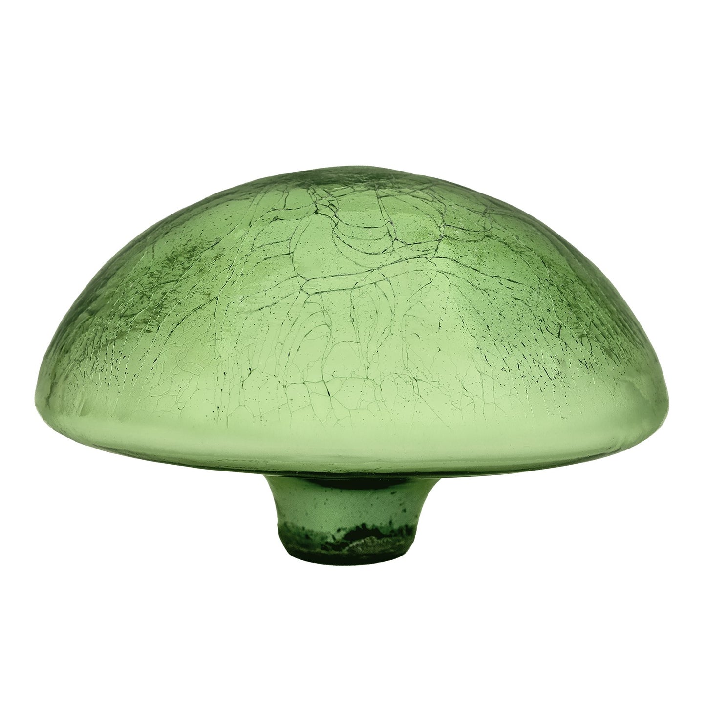 ACHLA Toad Stool Light Green Crackle Glass Garden Ornament | Hand-Blown Crackled Glass | Patio & Garden Accent | 9 x 9 x 5.5 in | Model TS-LG-C