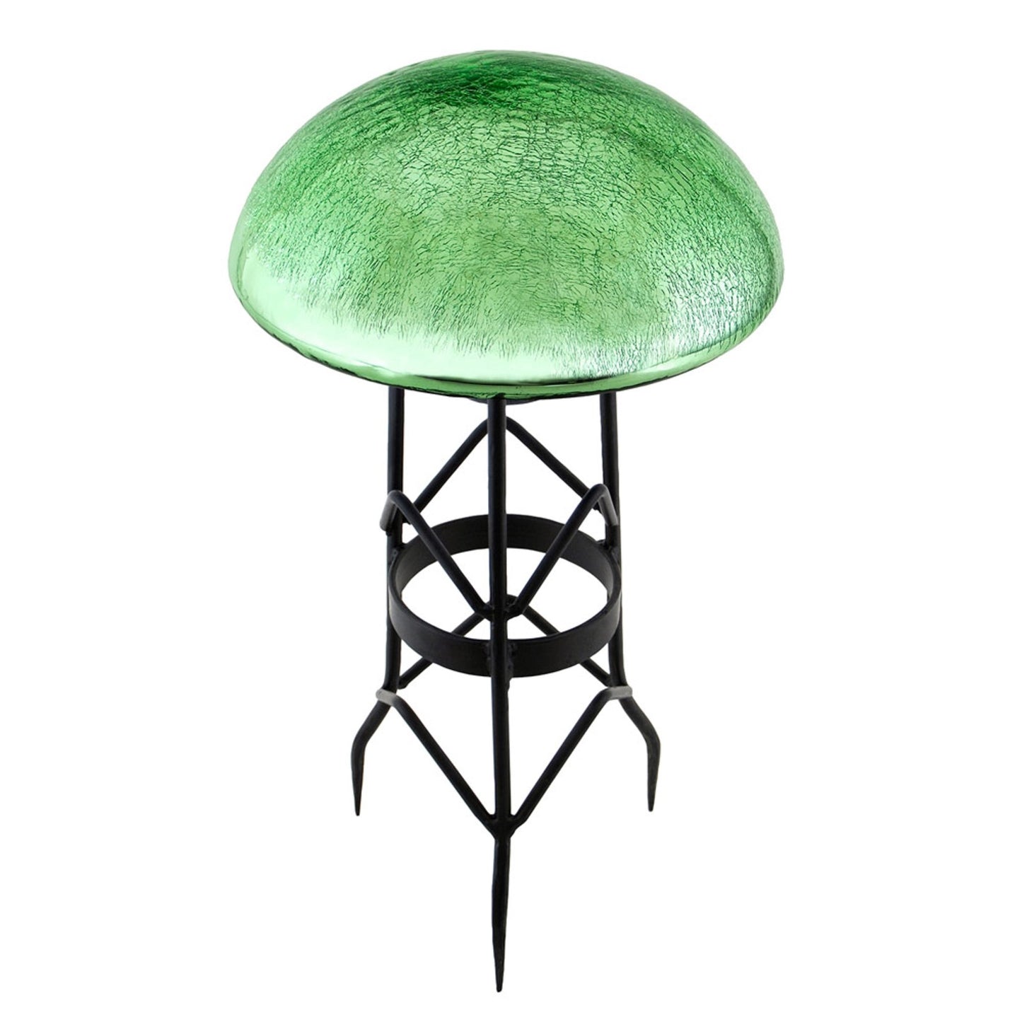 ACHLA Toad Stool Light Green Crackle Glass Garden Ornament | Hand-Blown Crackled Glass | Patio & Garden Accent | 9 x 9 x 5.5 in | Model TS-LG-C