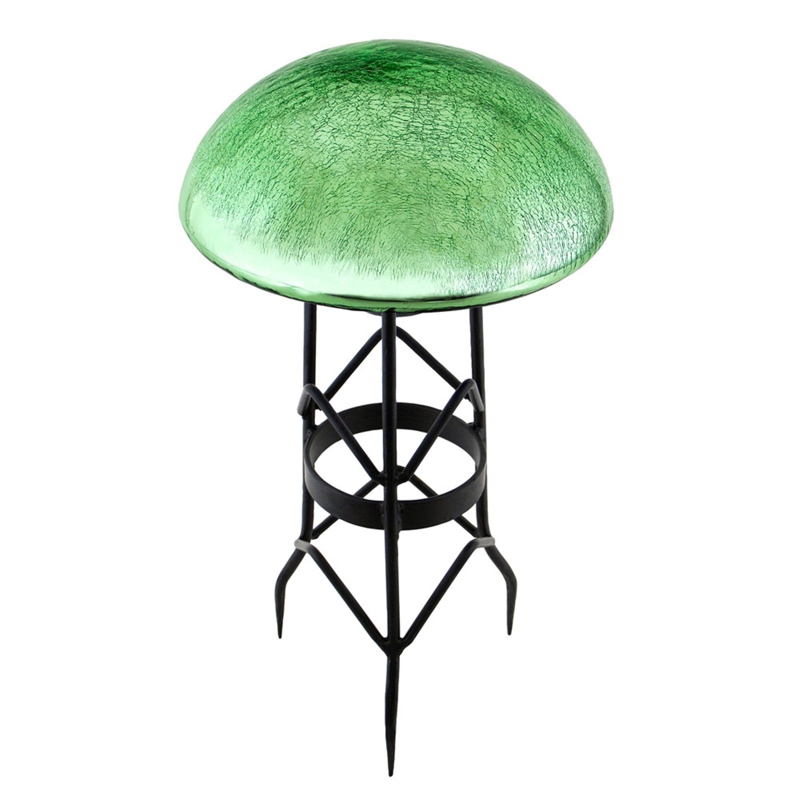 ACHLA Toad Stool Light Green Crackle Glass Garden Ornament | Hand-Blown Crackled Glass | Patio & Garden Accent | 9 x 9 x 5.5 in | Model TS-LG-C