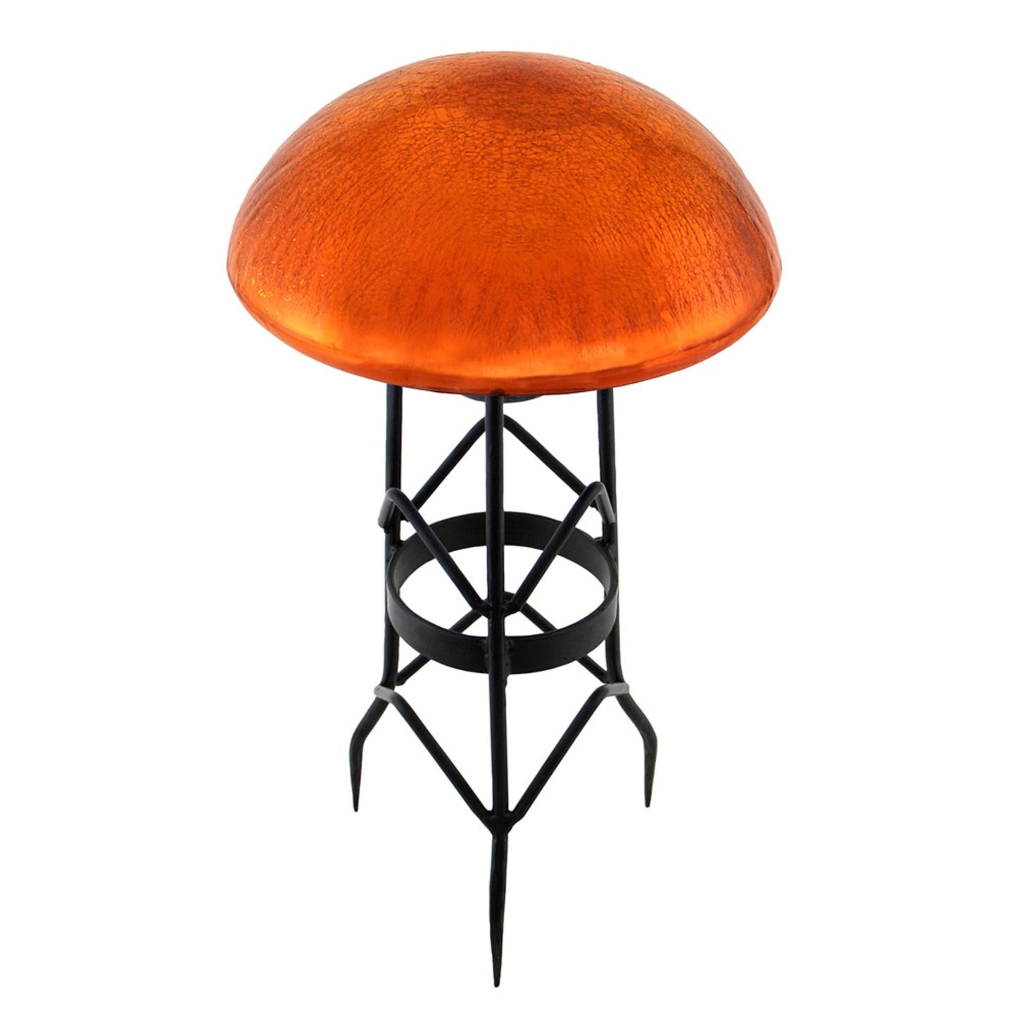ACHLA Toad Stool | Mandarin Crackle Glass Garden Ornament | Patio & Garden Accent | 9 x 9 x 5.5 in | Model TS-M-C