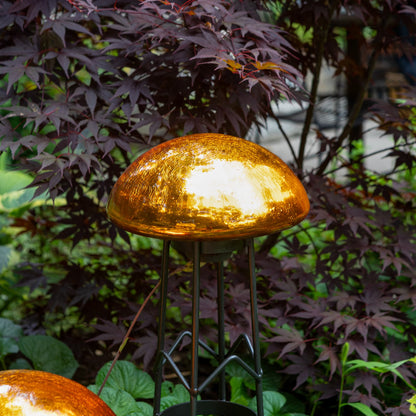ACHLA Toad Stool | Mandarin Crackle Glass Garden Ornament | Patio & Garden Accent | 9 x 9 x 5.5 in | Model TS-M-C