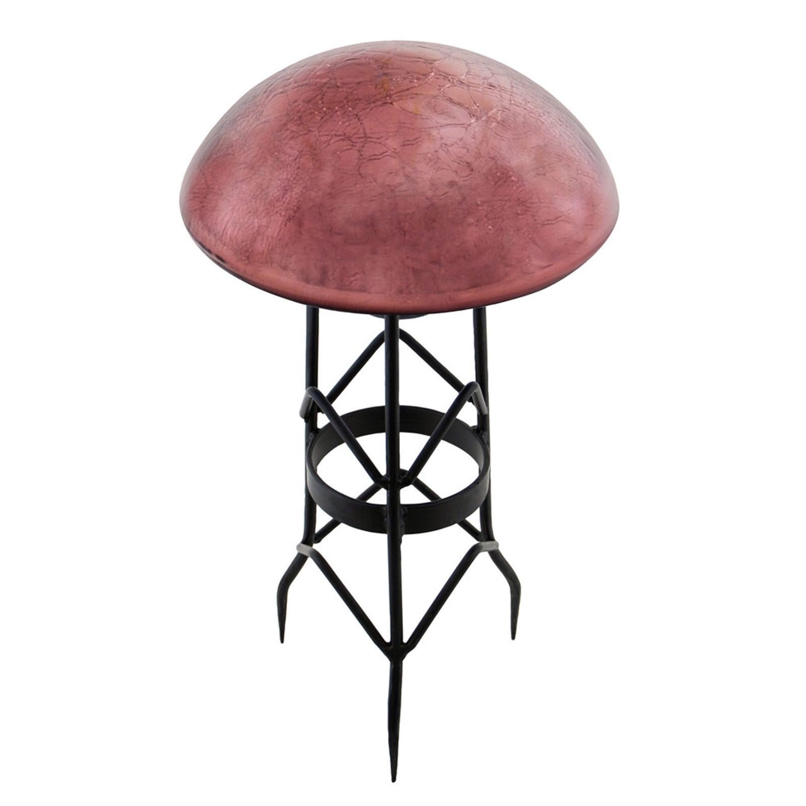 ACHLA Crackled Plum Garden Toadstool | Hand-Blown Glass Outdoor Ornament | Patio & Garden Decor | 9 x 9 x 5.5 in | Model TS-PL-C