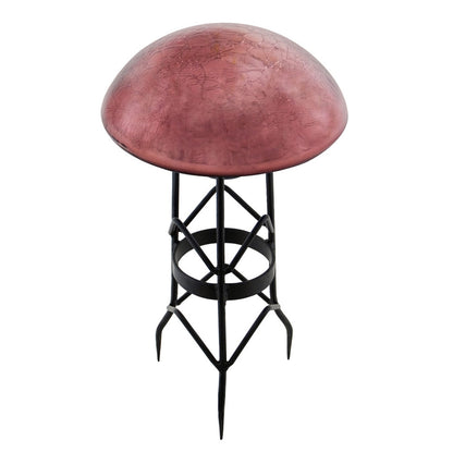 ACHLA Crackled Plum Garden Toadstool | Hand-Blown Glass Outdoor Ornament | Patio & Garden Decor | 9 x 9 x 5.5 in | Model TS-PL-C