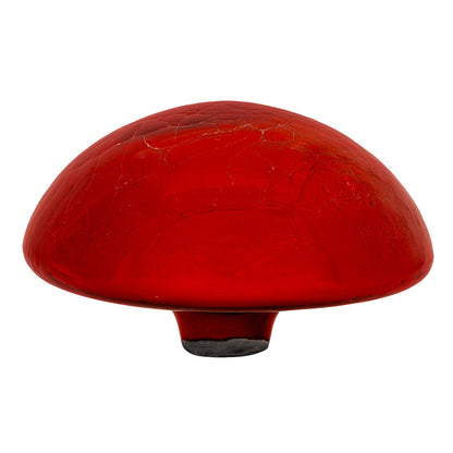 ACHLA Toad Stool Red Crackle Glass | Hand-Blown Crackled Glass Garden Ornament | Patio & Garden Accent | 9 x 9 x 5.5 in | Model TS-RD-C