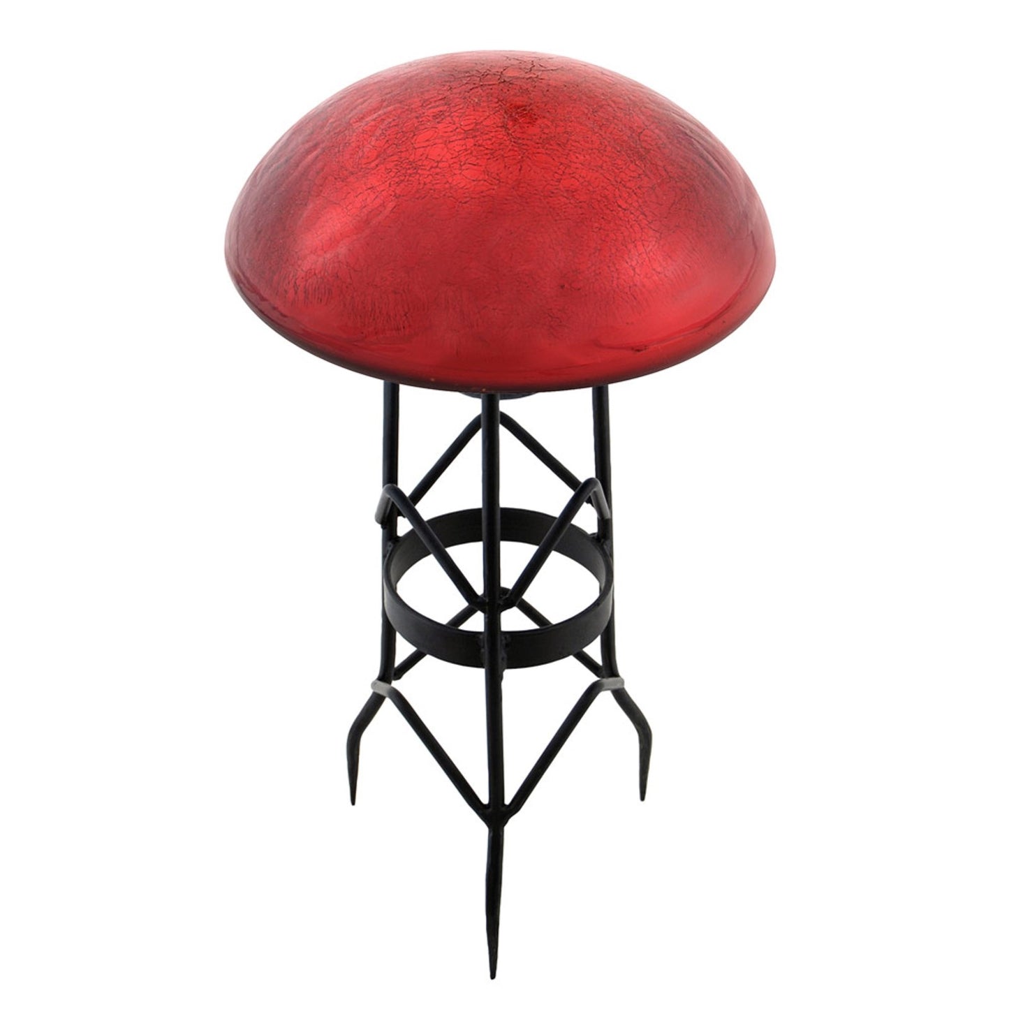 ACHLA Toad Stool Red Crackle Glass | Hand-Blown Crackled Glass Garden Ornament | Patio & Garden Accent | 9 x 9 x 5.5 in | Model TS-RD-C