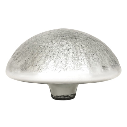 ACHLA Toad Stool Silver Crackle Glass Garden Ornament | Hand-Blown Crackled Glass | Patio & Garden Decor | 9 x 9 x 5.5 in | Model TS-S-C