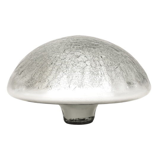 ACHLA Toad Stool Silver Crackle Glass Garden Ornament | Hand-Blown Crackled Glass | Patio & Garden Decor | 9 x 9 x 5.5 in | Model TS-S-C