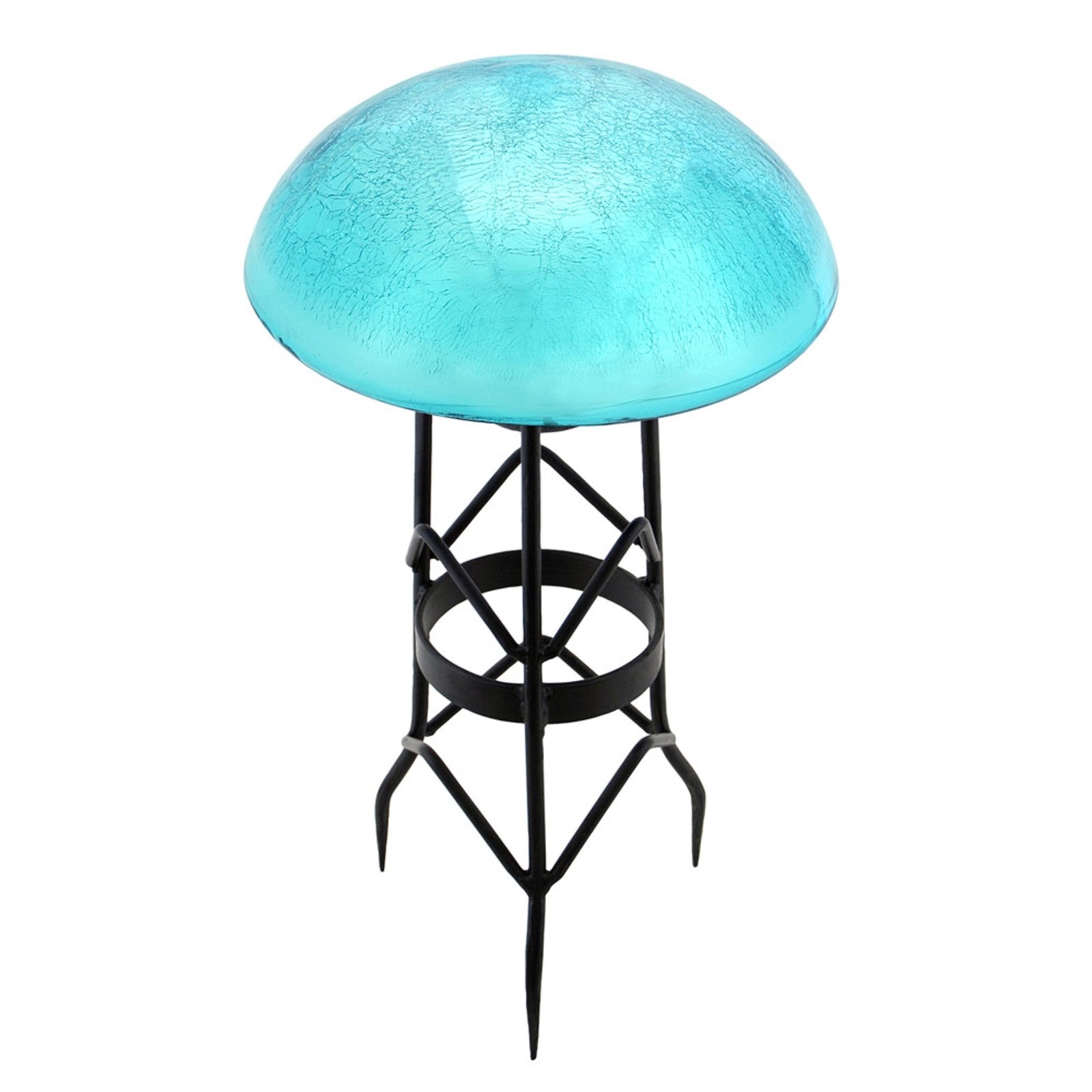 ACHLA Toad Stool Teal Crackle Glass | Hand-Blown Garden Ornament | Patio & Garden Accent | 9 x 9 x 5.5 in | Model TS-T-C