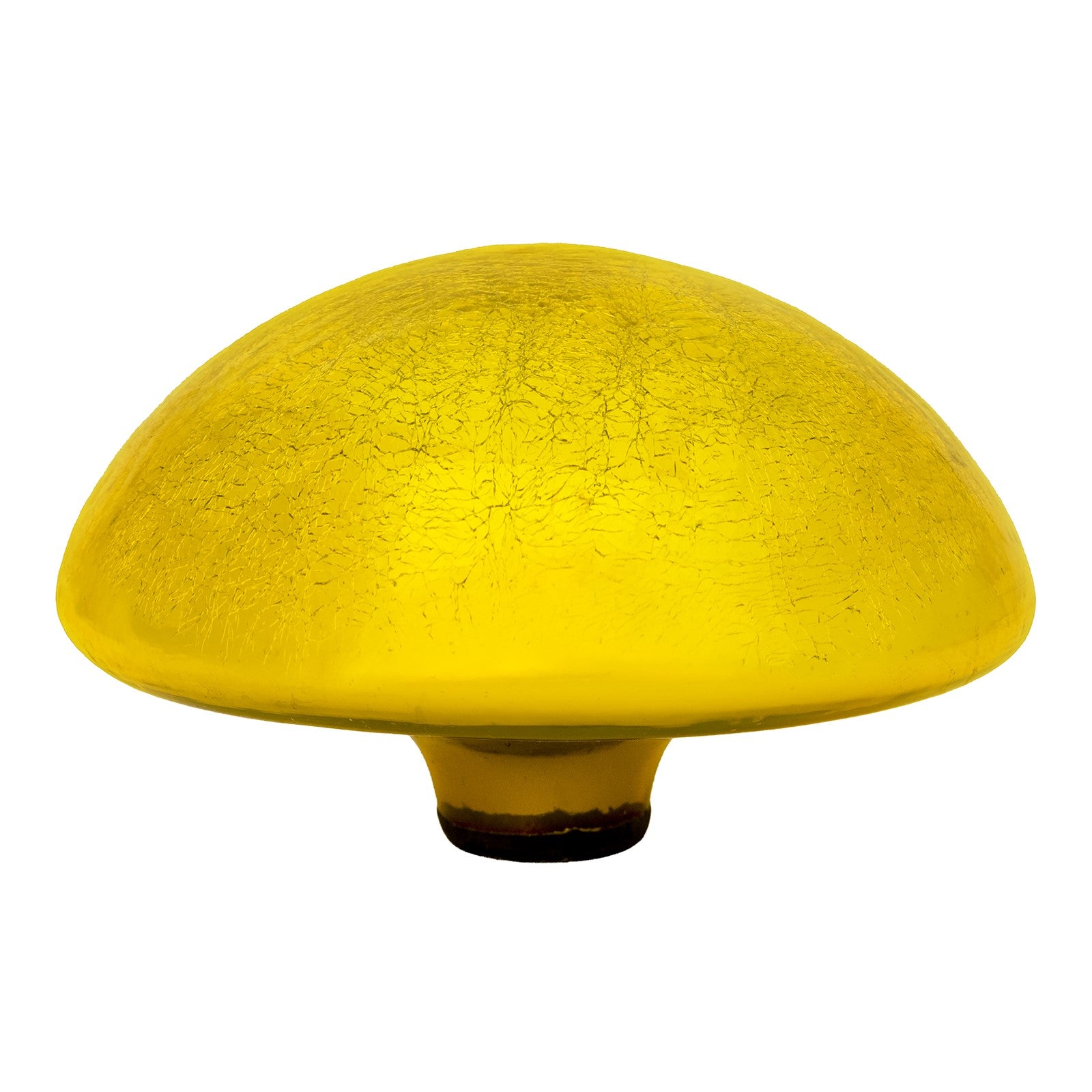 ACHLA Toad Stool Yellow Crackle Glass Garden Ornament | Hand-Blown Glass | Patio & Garden Decor | 9 x 9 x 5.5 in | Model TS-Y-C