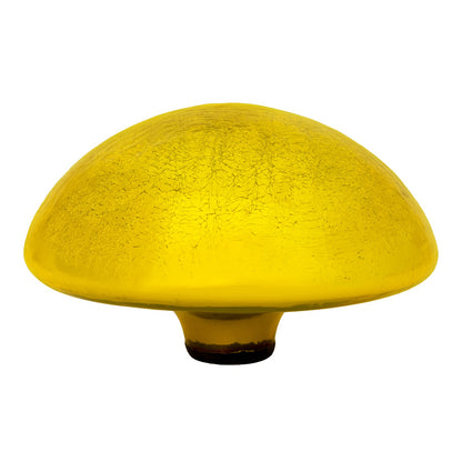ACHLA Toad Stool Yellow Crackle Glass Garden Ornament | Hand-Blown Glass | Patio & Garden Decor | 9 x 9 x 5.5 in | Model TS-Y-C