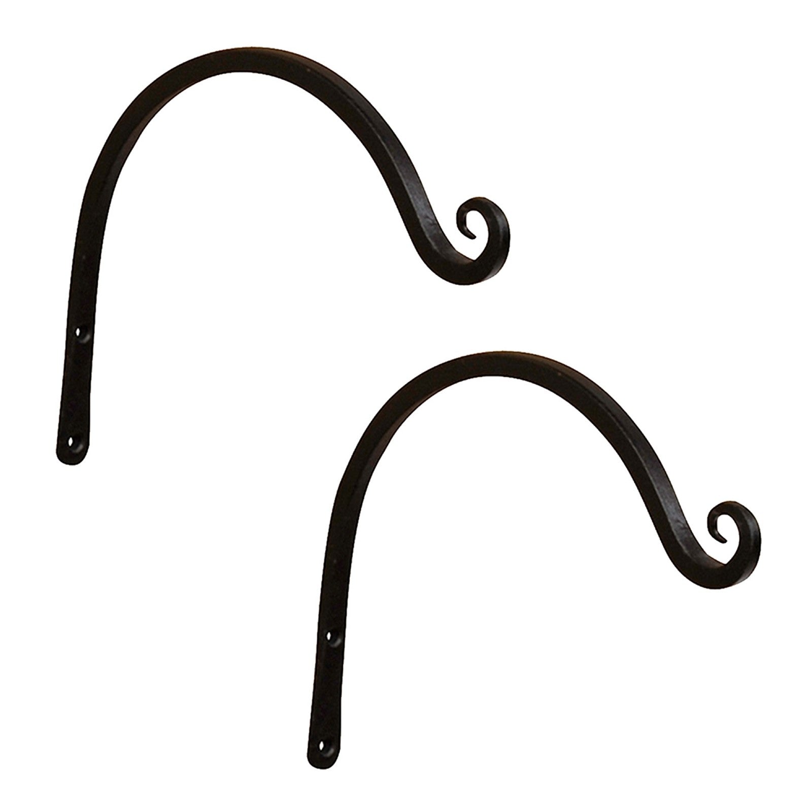 ACHLA 8in Upcurled Bracket 2-Pack | Wrought Iron Black Powdercoat Wall Hooks | Garden & Patio Hanging Bracket | 0.5 x 6 x 10.5 in | Model TSH-04-2