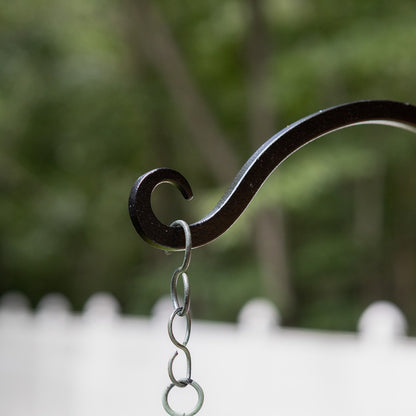 ACHLA 8in Upcurled Bracket 2-Pack | Wrought Iron Black Powdercoat Wall Hooks | Garden & Patio Hanging Bracket | 0.5 x 6 x 10.5 in | Model TSH-04-2