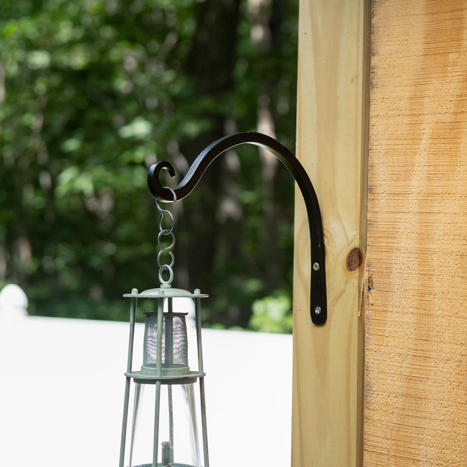 ACHLA 8in Upcurled Bracket 2-Pack | Wrought Iron Black Powdercoat Wall Hooks | Garden & Patio Hanging Bracket | 0.5 x 6 x 10.5 in | Model TSH-04-2