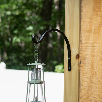 ACHLA 8in Upcurled Bracket 2-Pack | Wrought Iron Black Powdercoat Wall Hooks | Garden & Patio Hanging Bracket | 0.5 x 6 x 10.5 in | Model TSH-04-2