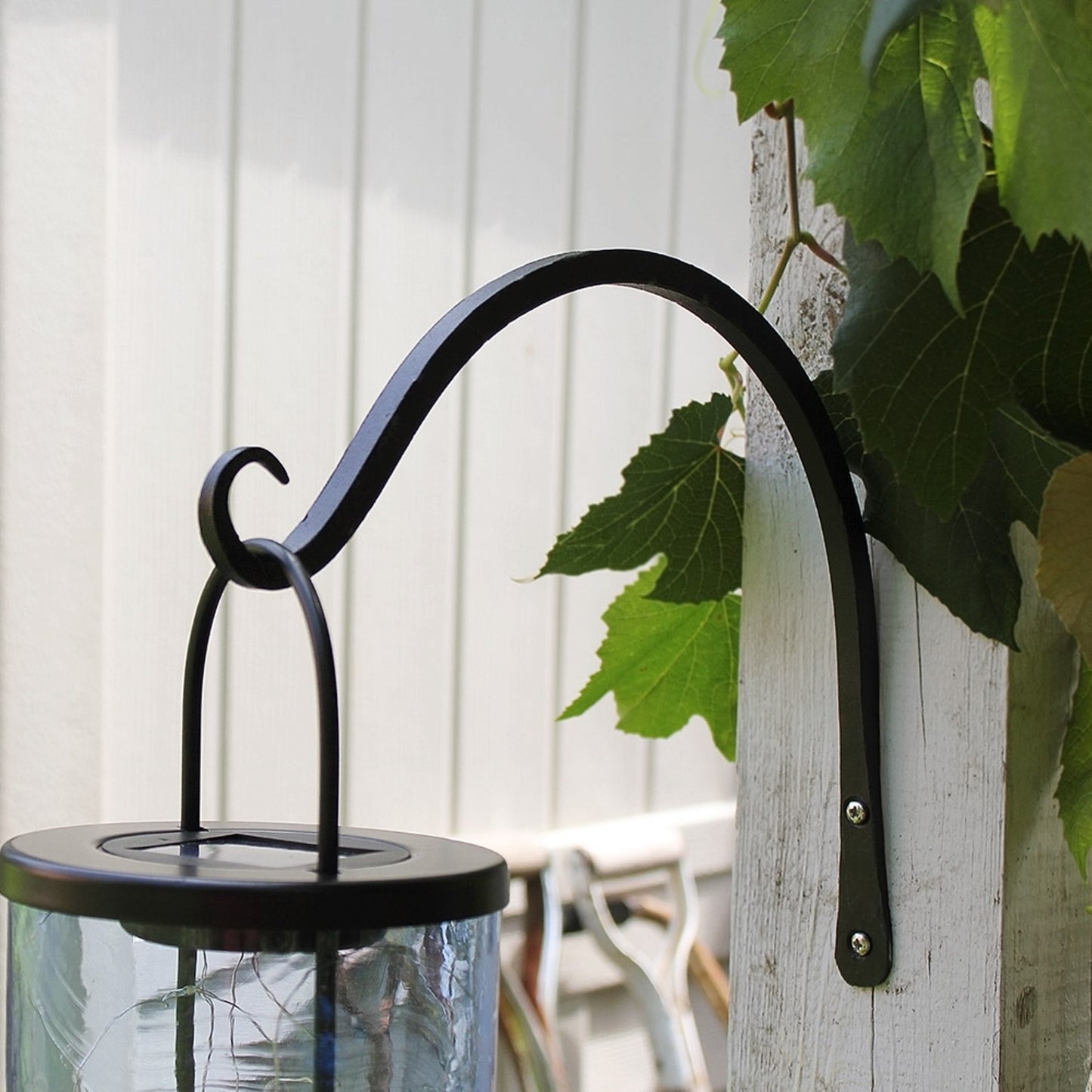 ACHLA 12in Upcurled Bracket 2-Pack | Black Wrought Iron Wall Hook | Outdoor & Indoor Hanging for Lanterns & Planters | Model TSH-05-2