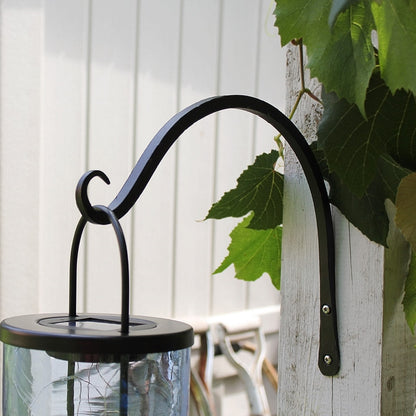 ACHLA 12in Upcurled Bracket 2-Pack | Black Wrought Iron Wall Hook | Outdoor & Indoor Hanging for Lanterns & Planters | Model TSH-05-2