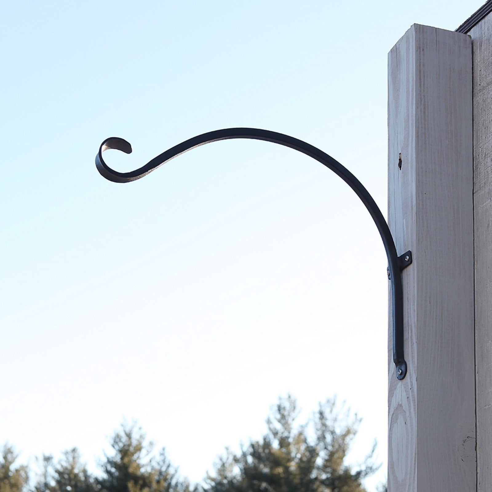 ACHLA 18in Upcurled Bracket 2-Pack | Wrought Iron Black Powdercoat | Outdoor Wall Hook for Lanterns & Planters | 21 x 3 x 9 in | Model TSH-06-2