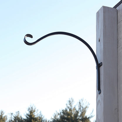 ACHLA 18in Upcurled Bracket 2-Pack | Wrought Iron Black Powdercoat | Outdoor Wall Hook for Lanterns & Planters | 21 x 3 x 9 in | Model TSH-06-2