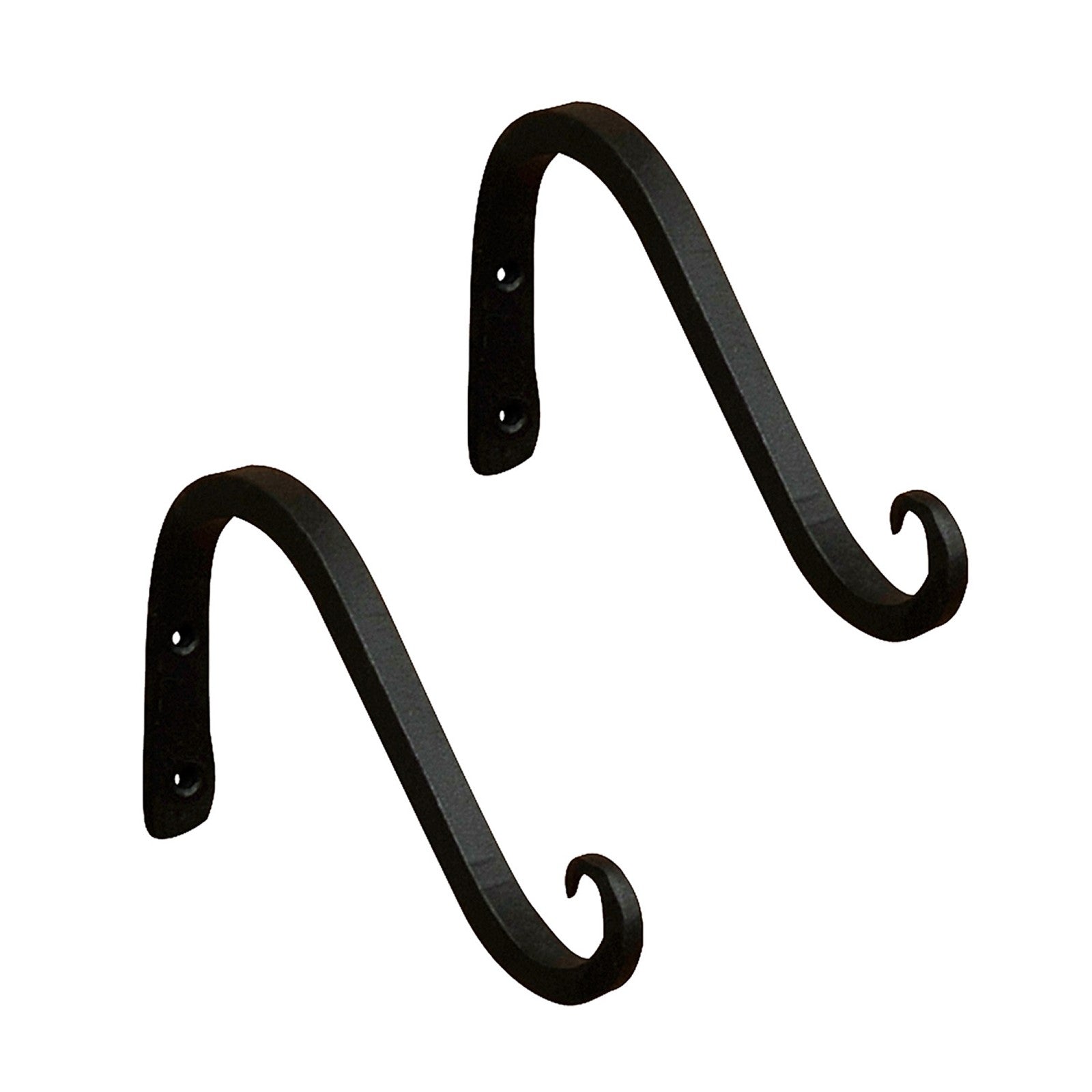 ACHLA 6in Angled Upcurled Bracket 2-Pack | Wrought Iron Black Powdercoat | Outdoor Wall Hook for Planters & Lanterns | 6 x 4 x 0.5 in | Model TSH-07-2