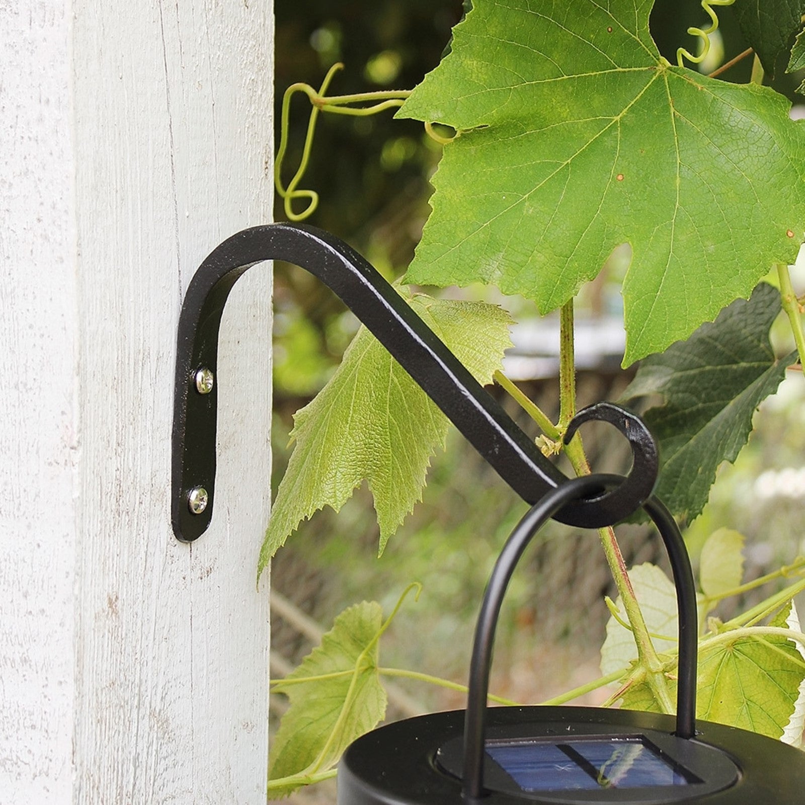 ACHLA 6in Angled Upcurled Bracket 2-Pack | Wrought Iron Black Powdercoat | Outdoor Wall Hook for Planters & Lanterns | 6 x 4 x 0.5 in | Model TSH-07-2