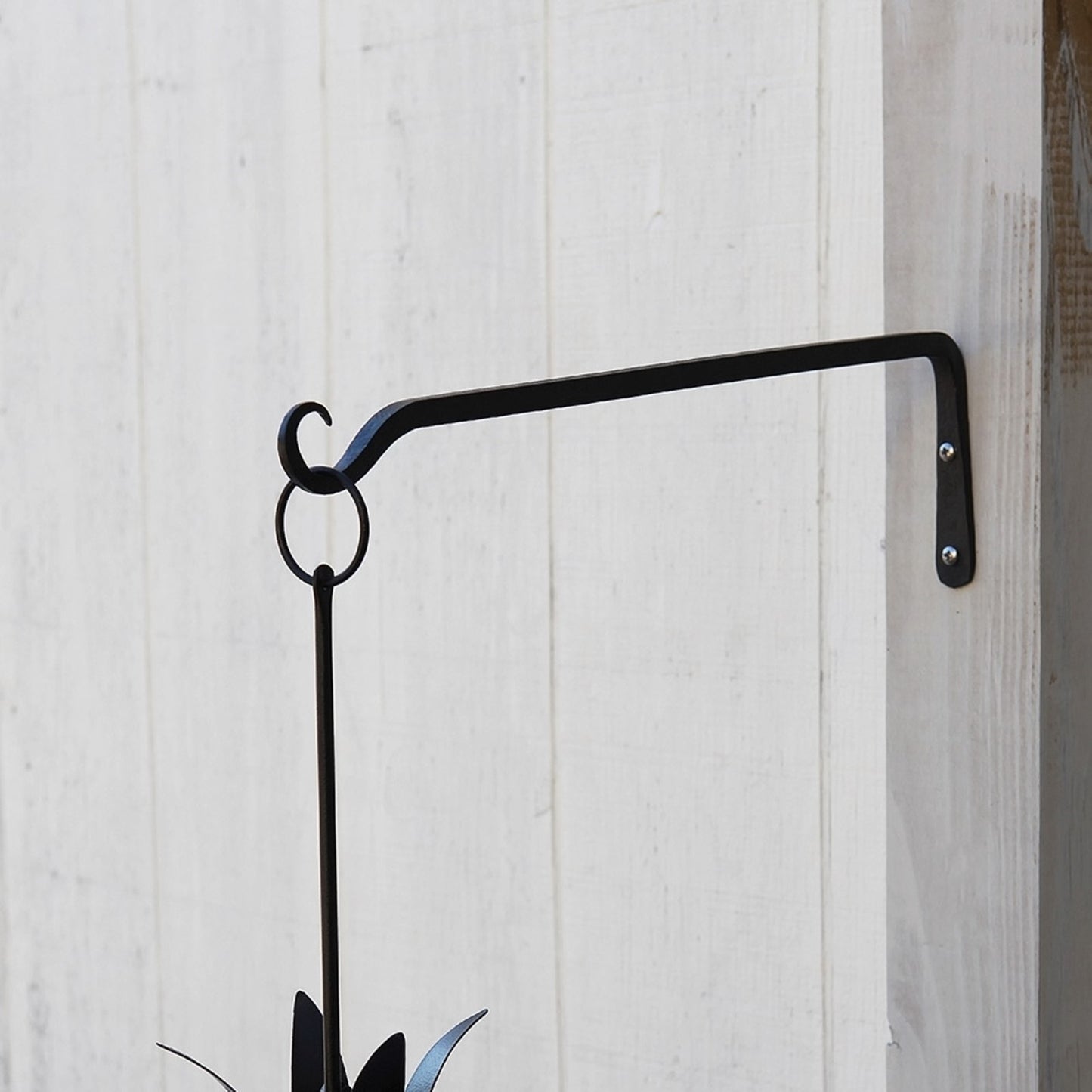 ACHLA 15in Straight Upcurled Bracket 2-Pack | Black Powdercoat Wrought Iron Wall Hook | Outdoor Planter & Lantern Hanger | Model TSH-10-2