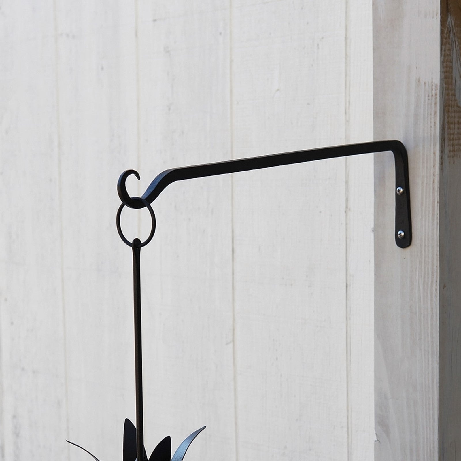 ACHLA 15in Straight Upcurled Bracket 2-Pack | Black Powdercoat Wrought Iron Wall Hook | Outdoor Planter & Lantern Hanger | Model TSH-10-2