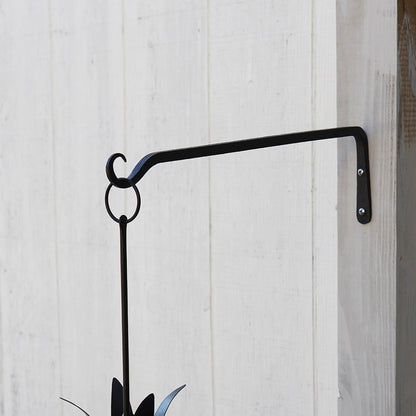 ACHLA 15in Straight Upcurled Bracket 2-Pack | Black Powdercoat Wrought Iron Wall Hook | Outdoor Planter & Lantern Hanger | Model TSH-10-2