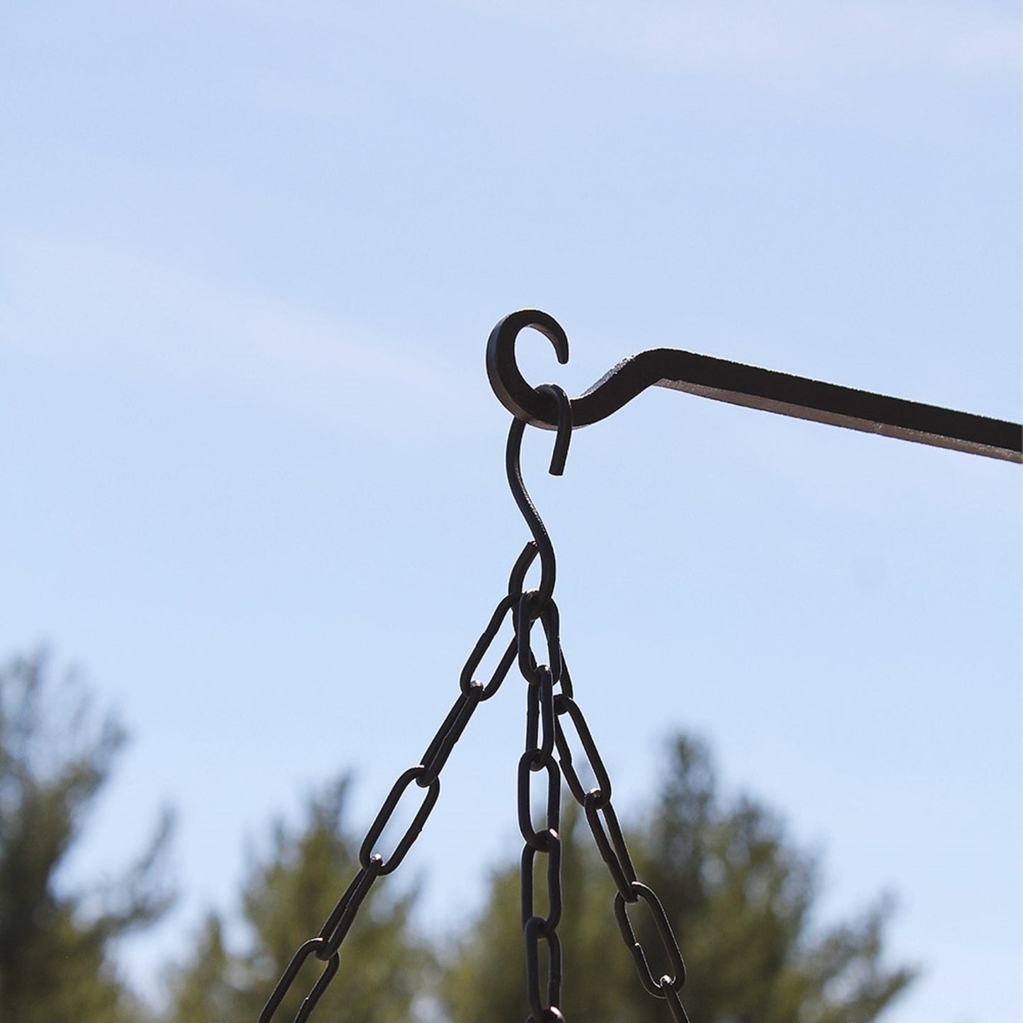 ACHLA 15in Straight Upcurled Bracket 2-Pack | Black Powdercoat Wrought Iron Wall Hook | Outdoor Planter & Lantern Hanger | Model TSH-10-2