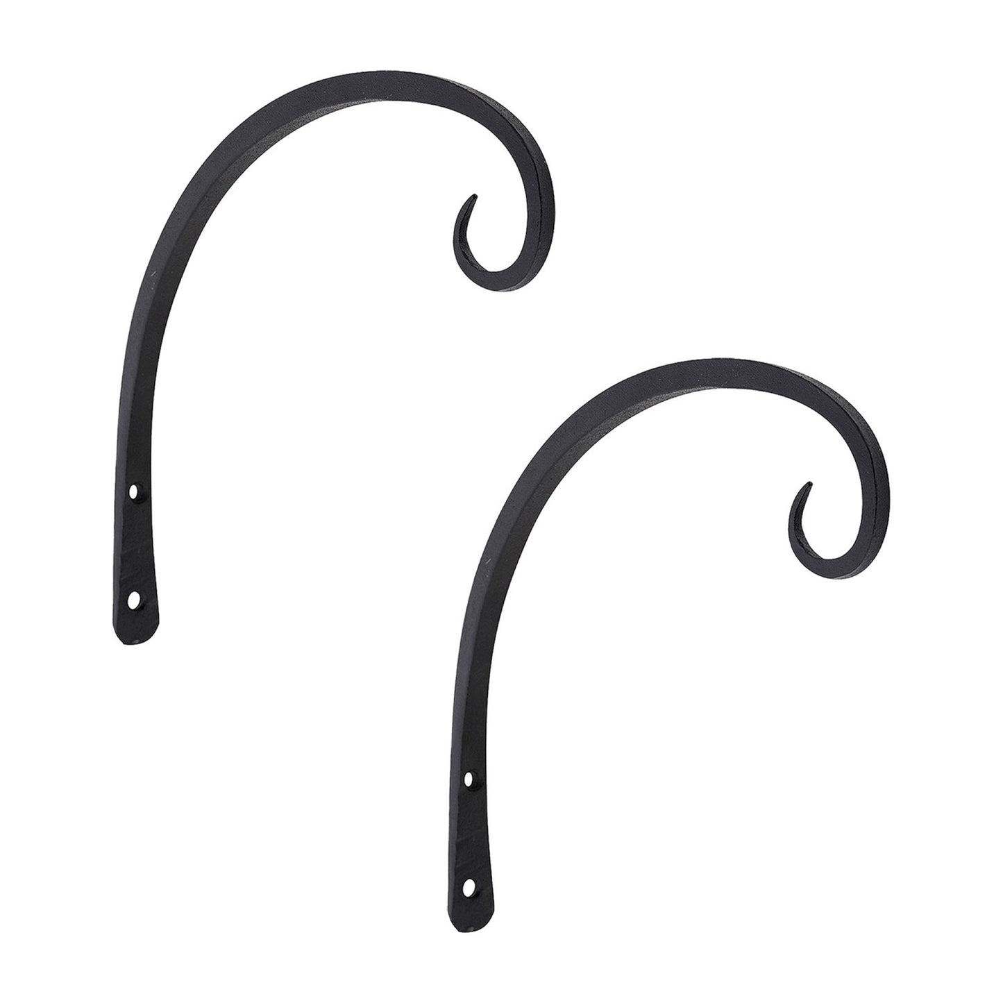 ACHLA 9in Downcurled Bracket 2-Pack | Wrought Iron Black Powdercoat Wall Hook | Outdoor Lantern & Planter Hanger | 0.5 x 6 x 10 in | Model TSH-11-2