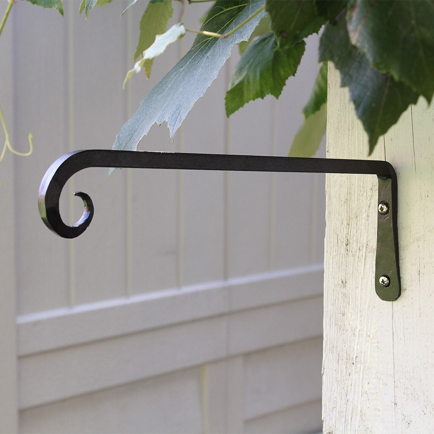 ACHLA 12in Straight Downcurled Bracket 2-Pack | Wrought Iron Black Powdercoat Wall Hook | Outdoor Lanterns, Planters & Bird Feeders | Model TSH-12-2