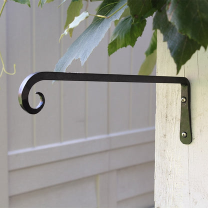 ACHLA 12in Straight Downcurled Bracket 2-Pack | Wrought Iron Black Powdercoat Wall Hook | Outdoor Lanterns, Planters & Bird Feeders | Model TSH-12-2