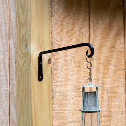 ACHLA 12in Straight Downcurled Bracket 2-Pack | Wrought Iron Black Powdercoat Wall Hook | Outdoor Lanterns, Planters & Bird Feeders | Model TSH-12-2