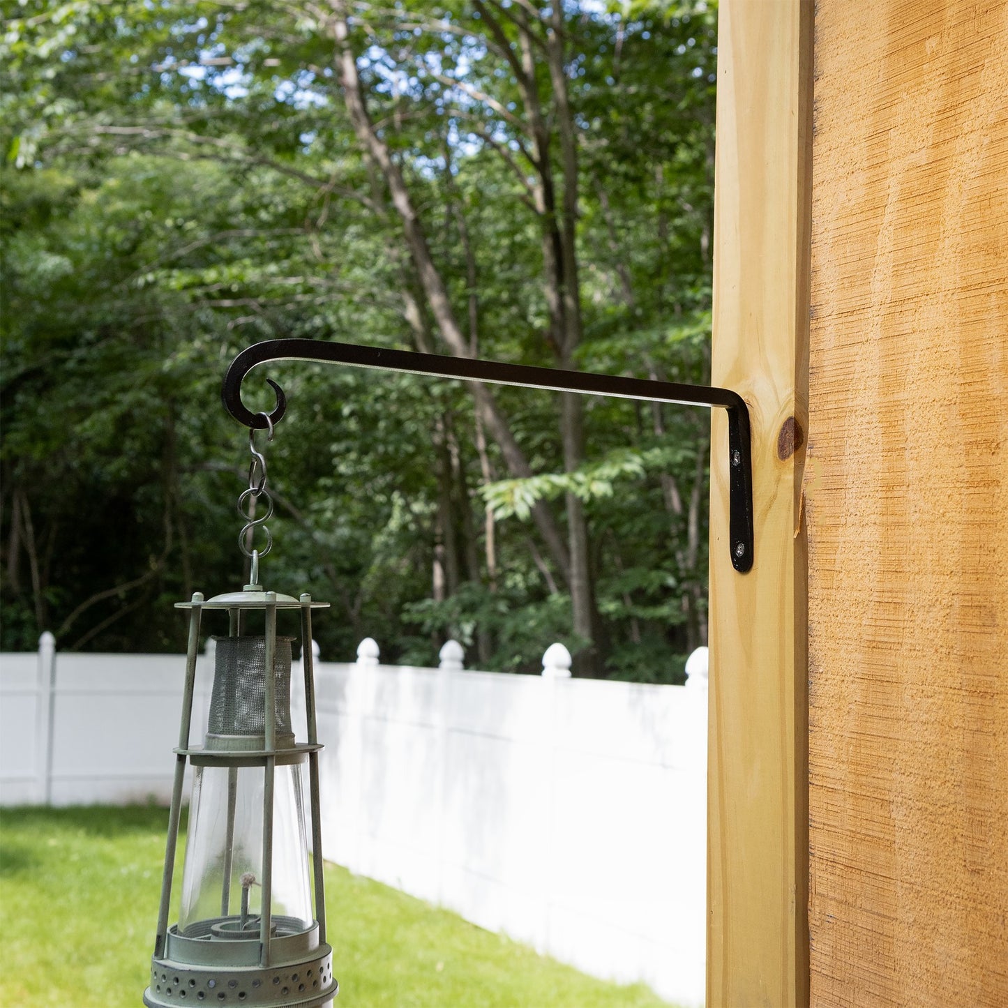 ACHLA 12in Straight Downcurled Bracket 2-Pack | Wrought Iron Black Powdercoat Wall Hook | Outdoor Lanterns, Planters & Bird Feeders | Model TSH-12-2