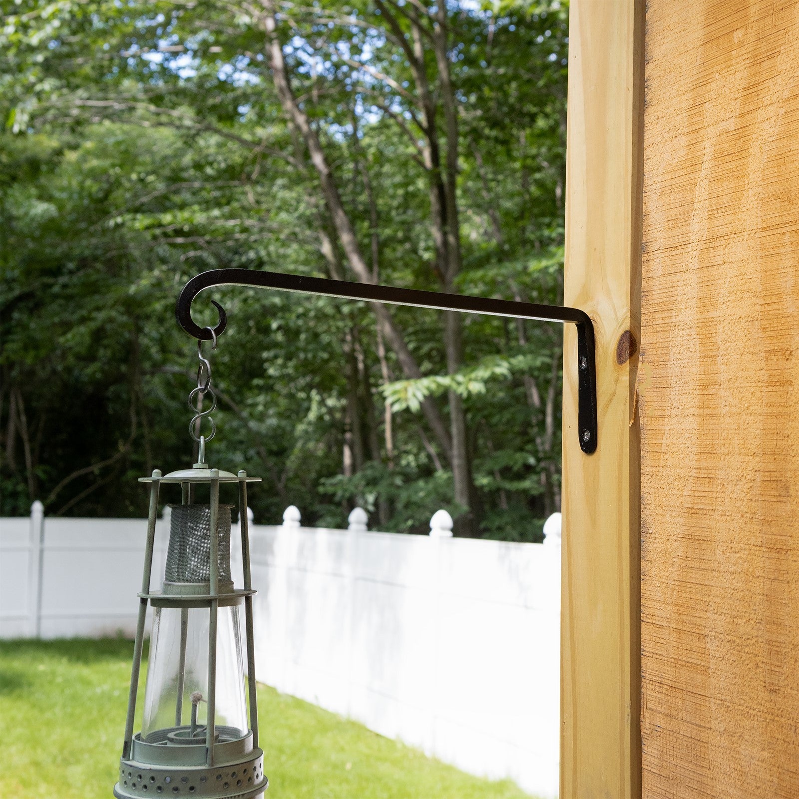 ACHLA 12in Straight Downcurled Bracket 2-Pack | Wrought Iron Black Powdercoat Wall Hook | Outdoor Lanterns, Planters & Bird Feeders | Model TSH-12-2