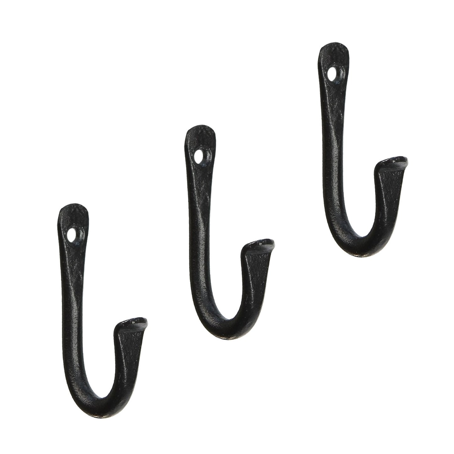 ACHLA TSH-15-3 3in J-Hook 3-Pack | Wrought Iron Black Powdercoat | Indoor & Outdoor Hanging | 3 x 0.5 x 2.5 in | Model TSH-15-3