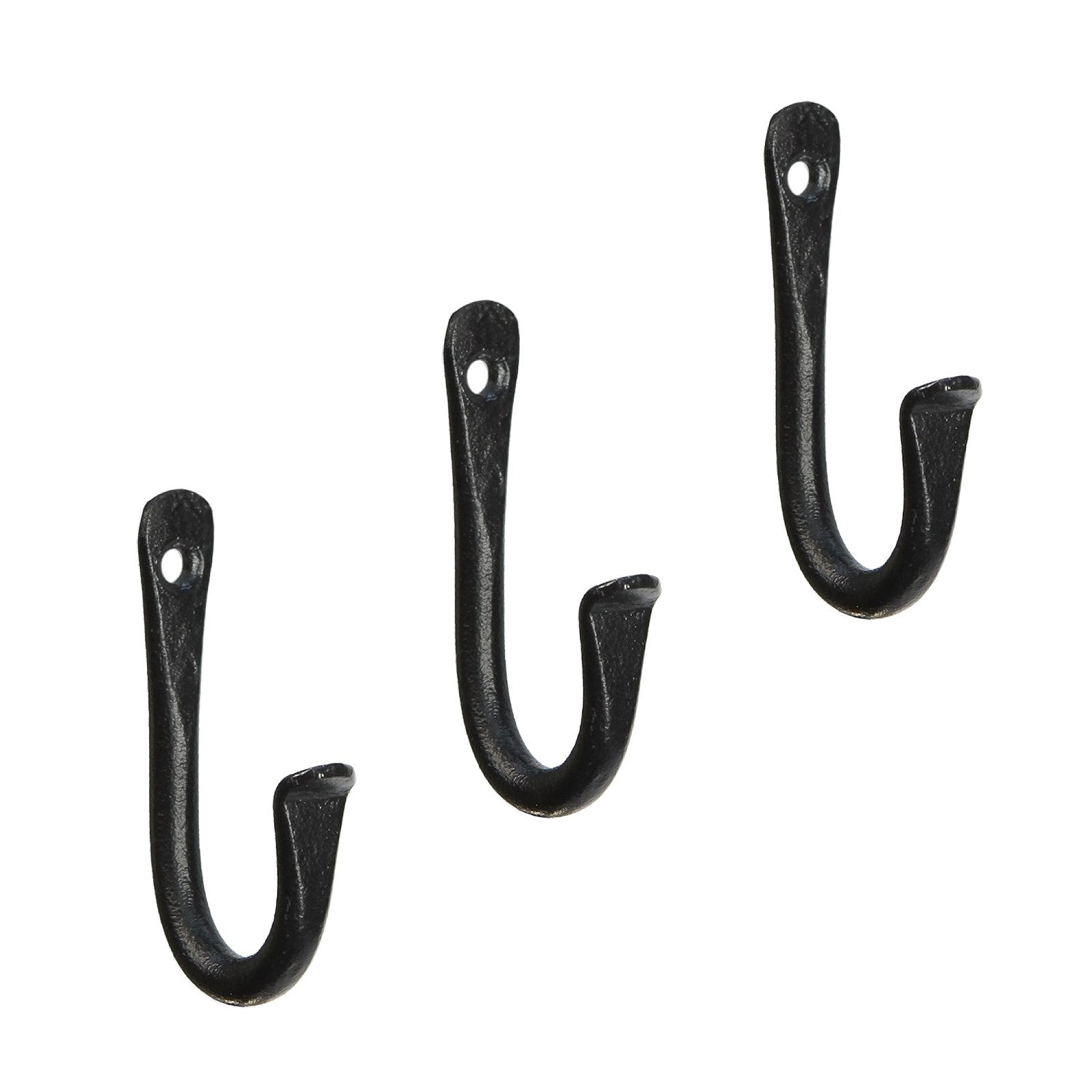 ACHLA TSH-15-3 3in J-Hook 3-Pack | Wrought Iron Black Powdercoat | Indoor & Outdoor Hanging | 3 x 0.5 x 2.5 in | Model TSH-15-3