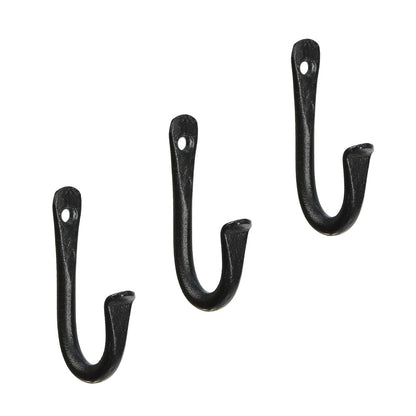 ACHLA TSH-15-3 3in J-Hook 3-Pack | Wrought Iron Black Powdercoat | Indoor & Outdoor Hanging | 3 x 0.5 x 2.5 in | Model TSH-15-3
