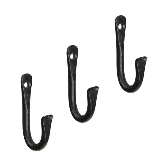 ACHLA TSH-15-3 3in J-Hook 3-Pack | Wrought Iron Black Powdercoat | Indoor & Outdoor Hanging | 3 x 0.5 x 2.5 in | Model TSH-15-3