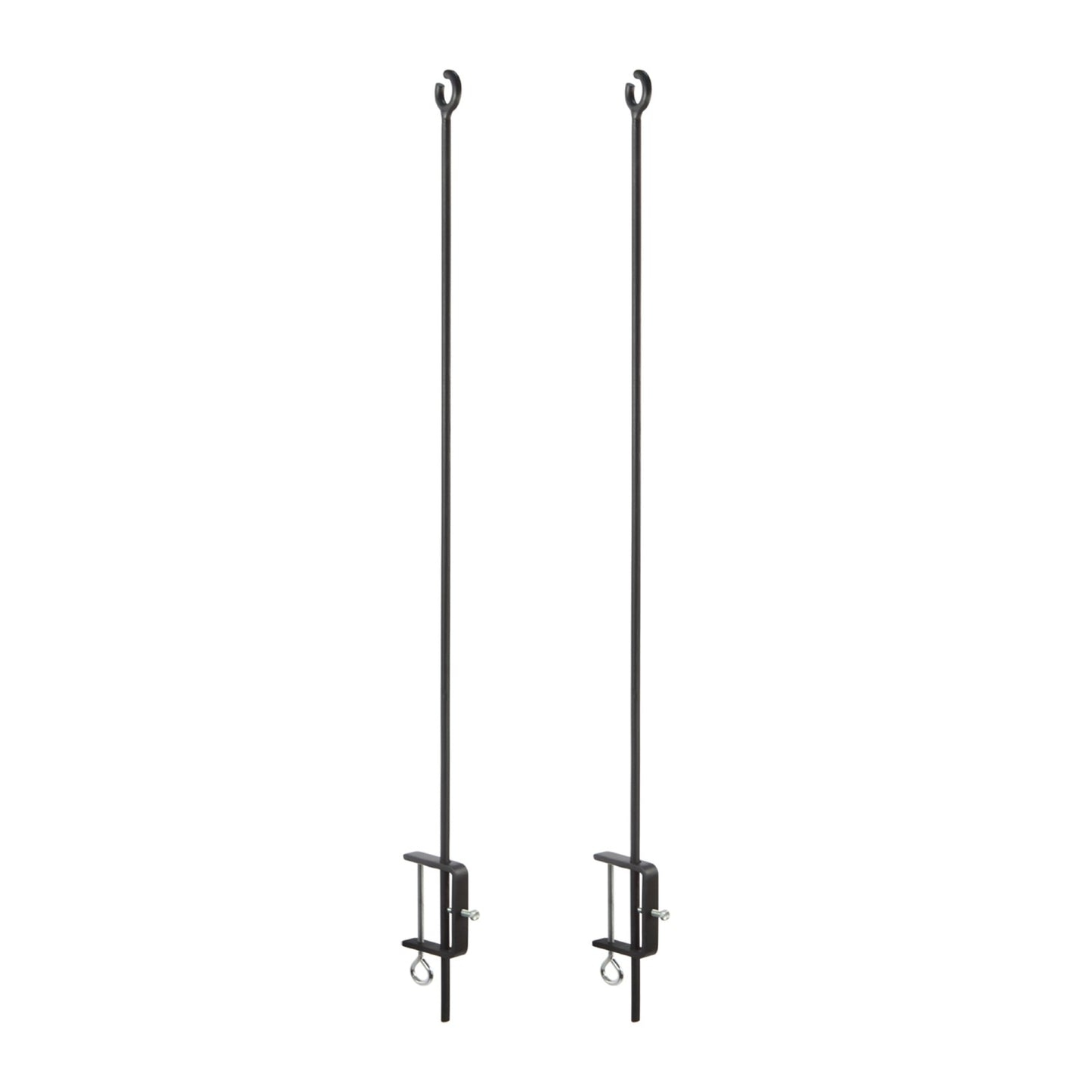ACHLA O-Hook Railing Pole for String Lights | Black Powdercoat Wrought Iron | Porch & Deck String Light Support | 46 in H, Set of 2 | Model TSW-04-2
