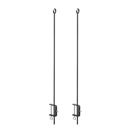 ACHLA O-Hook Railing Pole for String Lights | Black Powdercoat Wrought Iron | Porch & Deck String Light Support | 46 in H, Set of 2 | Model TSW-04-2