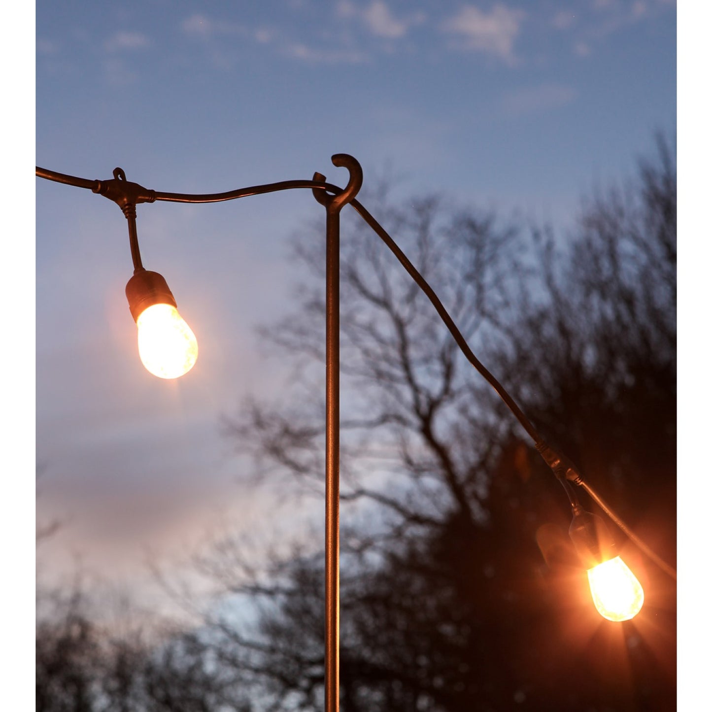 ACHLA O-Hook Railing Pole for String Lights | Black Powdercoat Wrought Iron | Porch & Deck String Light Support | 46 in H, Set of 2 | Model TSW-04-2